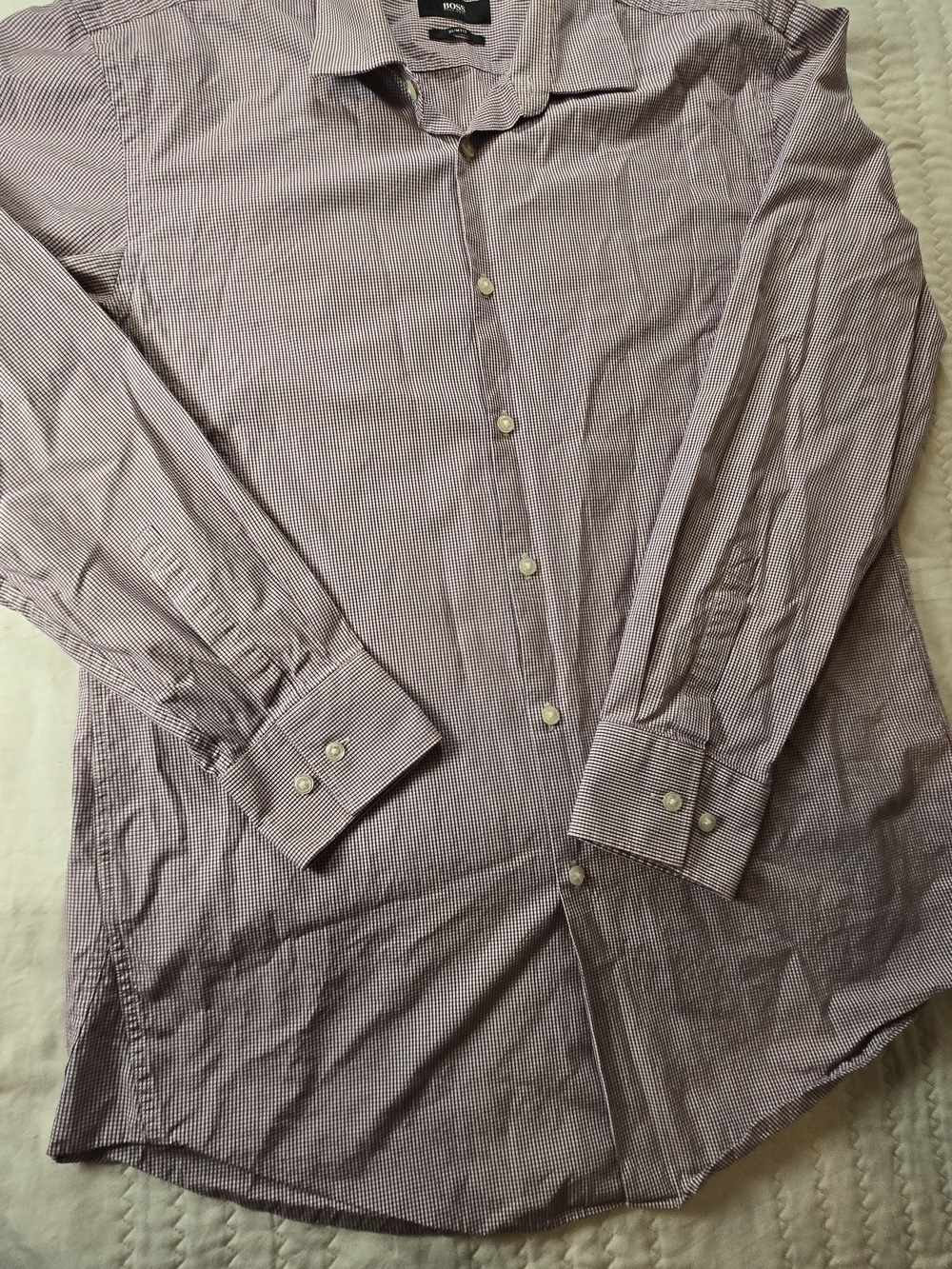 Hugo Boss Men's Small Purple Check Dress Shirt